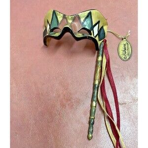 Vintage Katherines Collection Venetian Opera Mardi Gras Harlequin Mini Mask READ